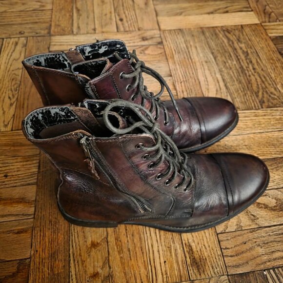 Kenneth Cole Reaction Hit Men Leather Lace Up Boots, Size 11 US Men - Picture 2 of 10